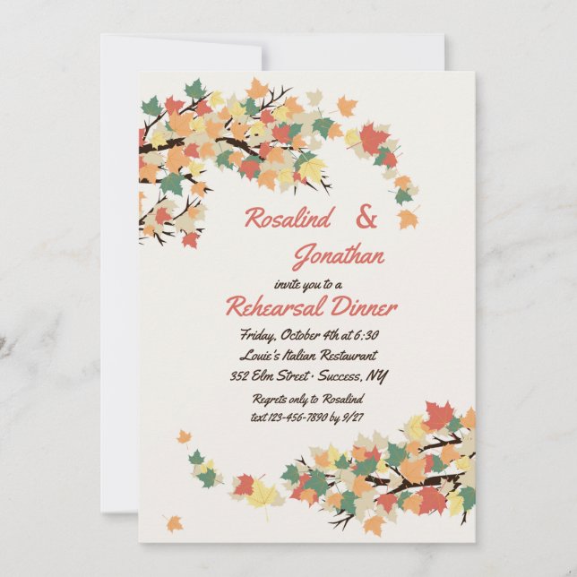 El otoño ramifica invitación (Anverso)