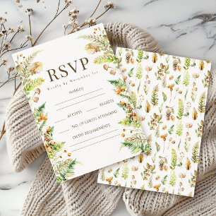 El otoño rústico deja tarjetas RSVP de Boho Fall W