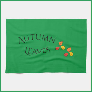 El otoño verde moderno deja toalla de cocina
