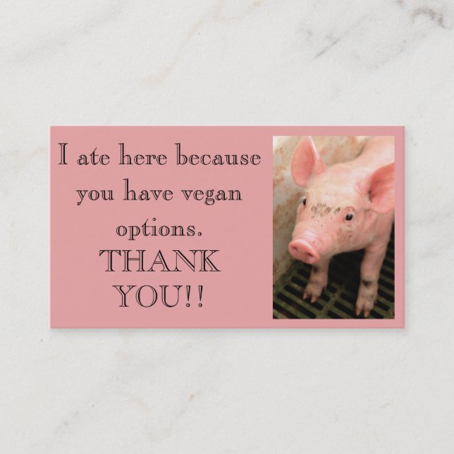 El Outreach del vegano le agradece las tarjetas (Anverso)