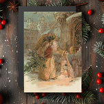 El padre de la cosecha de oro Navidad y Ángel<br><div class="desc">Padre mundo viejo Navidad en túnicas doradas muy adornadas con regalos y árbol con ángel alado.</div>