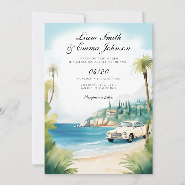 El paisaje de la Costa Azul - Invitación a la boda (Anverso)