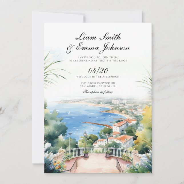 El paisaje de la Costa Azul - Invitación a la boda (Anverso)