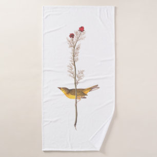 El pájaro embrujado de Audubon sobre la flor roja