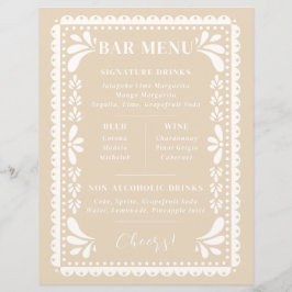 El Papel Picado Boda Bar Menú Moderno de temática