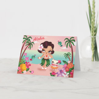 El paraíso de la isla de Hula Lulu - tarjeta de sa