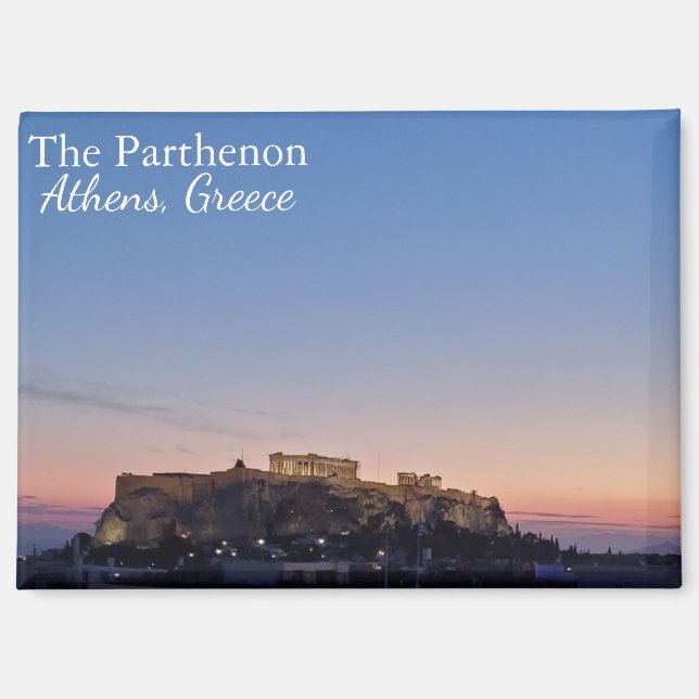 El Partenón Grecia al Atardecer Imán de Recuerdo (Anverso)