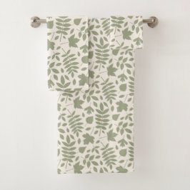 El patrón de hojas caídas verde en crema