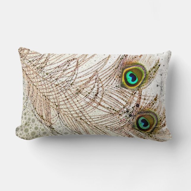 El pavo real empluma la almohada lumbar (Anverso)