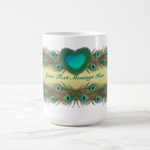 El pavo real empluma las tazas decorativas para