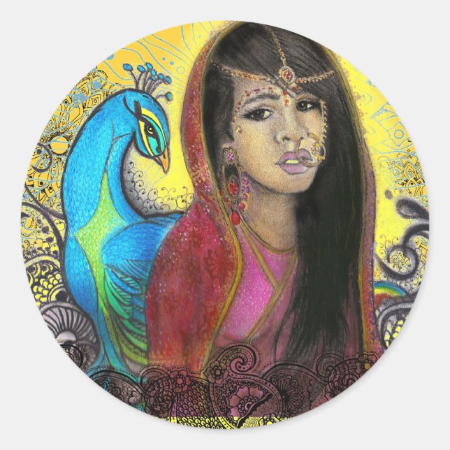 El pavo real, pegatina (Anverso)