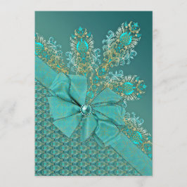 El pavo real tiñe una elegante invitación al damas