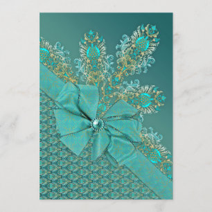 El pavo real tiñe una elegante invitación al damas