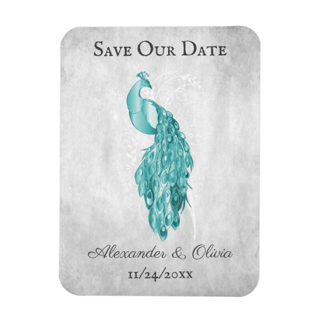 El Pavo Real verde azulado Ahorra El Imán De Fecha (Vertical)