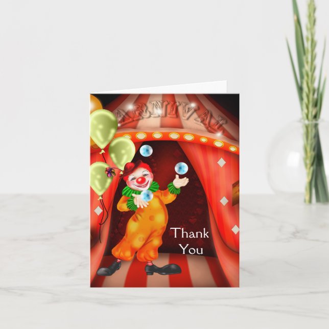 El payaso de circo le agradece las tarjetas (Anverso)