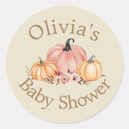 El Pegatina de calabaza de Baby Shower de Olivia