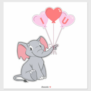 El Pegatina de San Valentín de elefante lindo