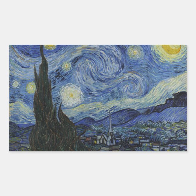 El Pegatina de Starry Night Rectangle (Anverso)