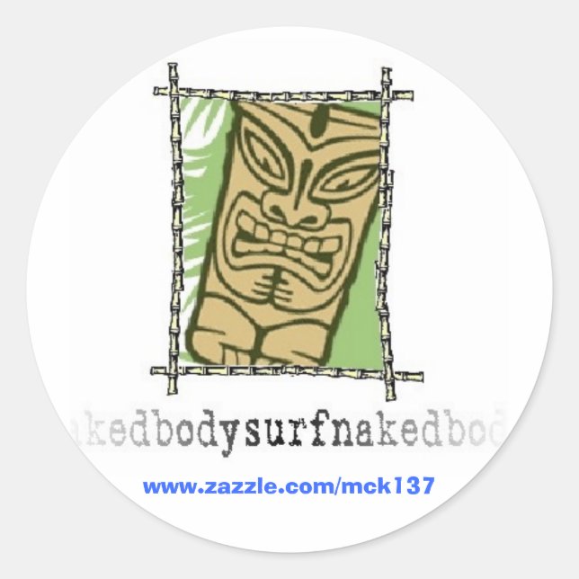 El pegatina de Tiki de la ropa de BSN Bodysurfing (Anverso)