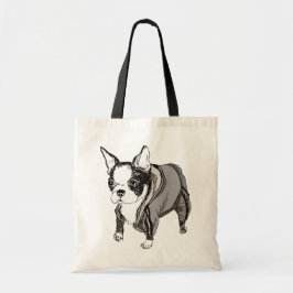 El perrito de Boston Terrier adentro suda el bolso