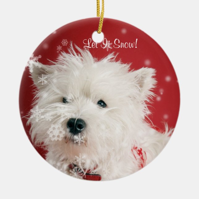 ¡El perrito de Westie lo dejó nevar! Ornamento #2 (Frente)