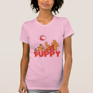 El perrito juega las camisetas y los regalos