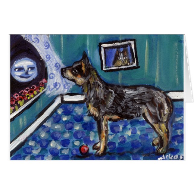 El perro australiano del ganado ve la luna (Anverso (Horizontal))