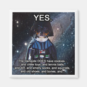 El perro Nerdy hace el imán de Darkside