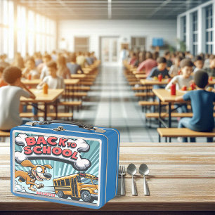 El perro soñando de vuelta a la caja de almuerzo e