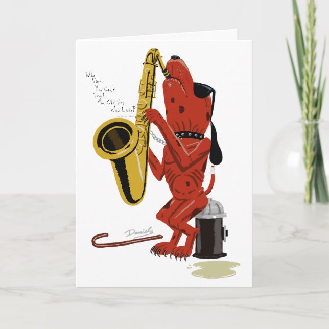 El perro viejo, nuevo lame la tarjeta de nota (Anverso)