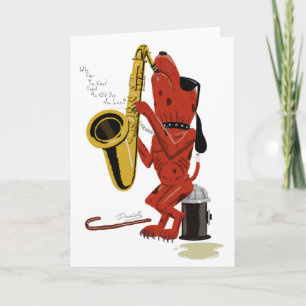 El perro viejo, nuevo lame la tarjeta de nota