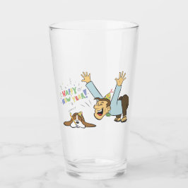 El perro y el hombre divertidos celebran el dibujo