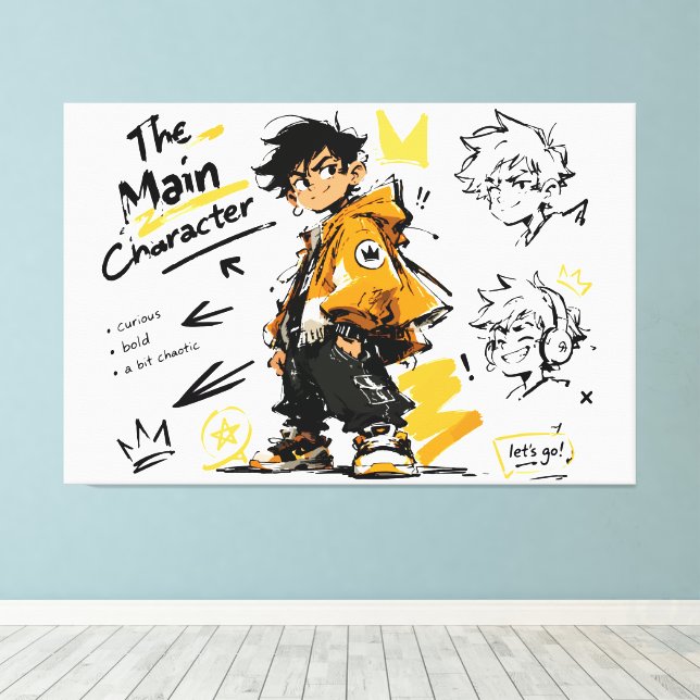 El Personaje Principal Anime Estilo Arte Cool (Insitu (piso de madera))