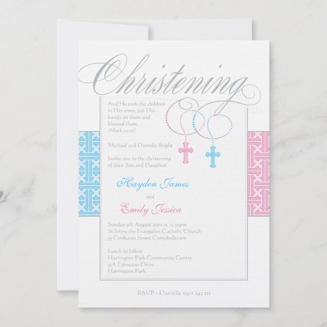 El personalizado hermana la invitación del bautizo (Anverso)