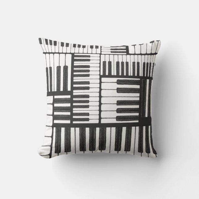 El piano cierra la almohada blanco y negro (Anverso)