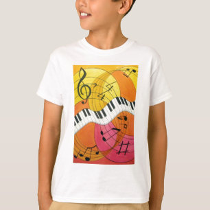 El piano de balanceo embroma la camiseta