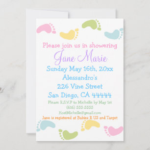 El pie bebé imprime las invitaciones a la ducha pa