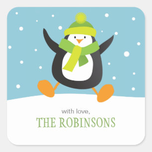 El pingüino ama la nieve Pegatinas de regalo de
