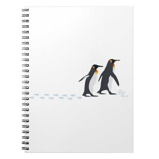 El pingüino imprime el cuaderno grande (Frente)