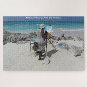 El pintor en la playa Barbados. Rompecabezas