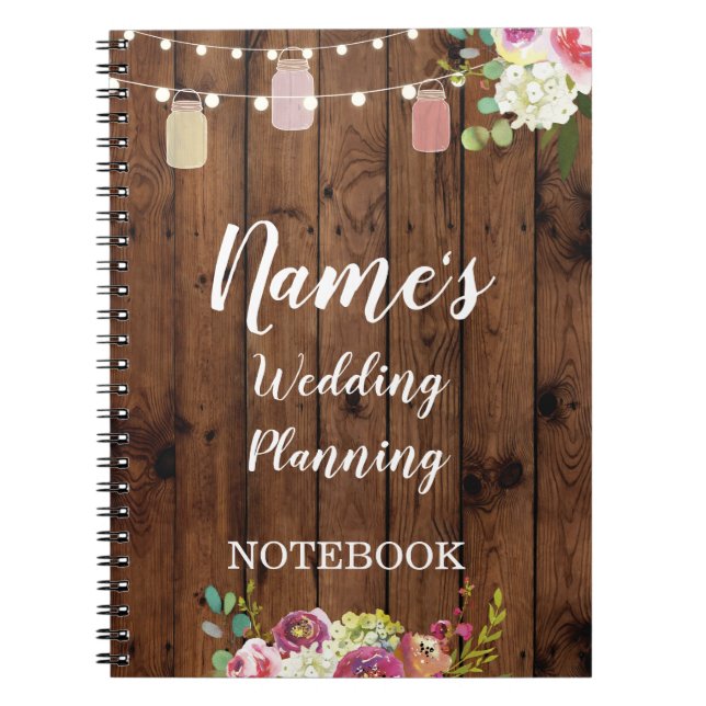 El planeamiento rústico de la boda del cuaderno (Frente)