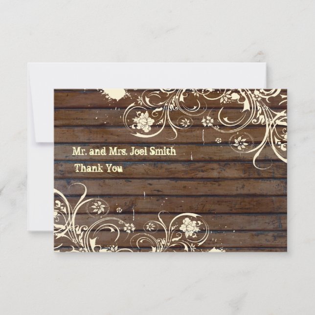 El plano de madera viejo le agradece las tarjetas (Anverso)