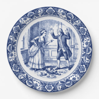 El plato de papel del jarrón hecho añicos