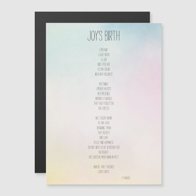 El poema Inspirador del nacimiento de la alegría (Anverso/Reverso)