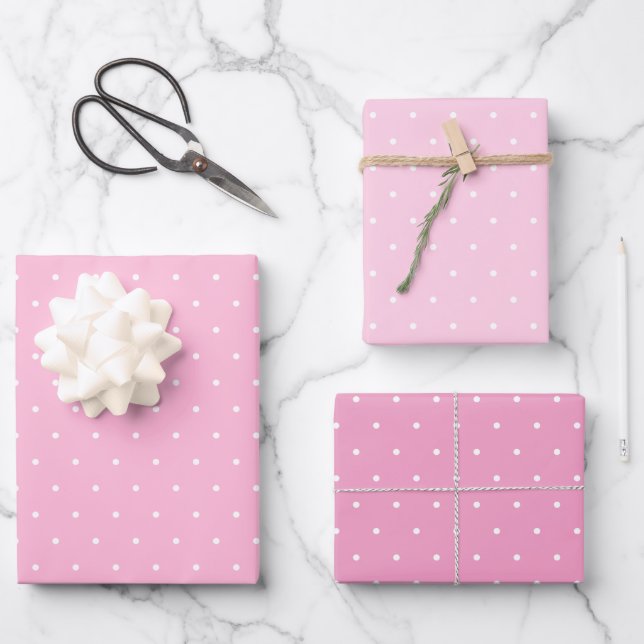 El Polka Dots Tres Hojas De Papel De Envoltura Ros (Anverso)