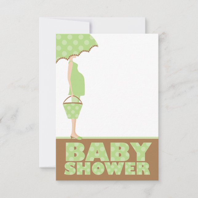 El Polka Verde Dots Baby Shower Invitaciones (Anverso)