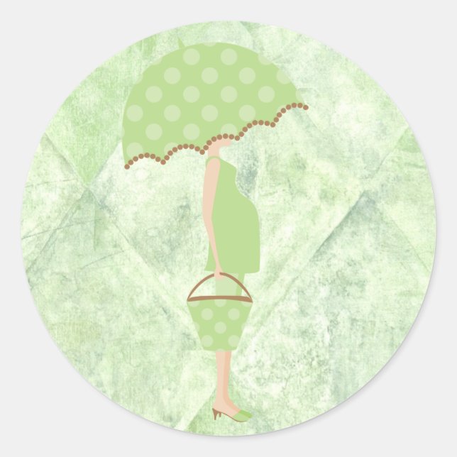 El Polka Verde Dots Baby Shower Pegatinas (Anverso)