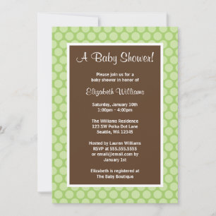 El polka verde y marrón marca las invitaciones a l