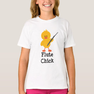 El polluelo de la flauta embroma la camiseta del