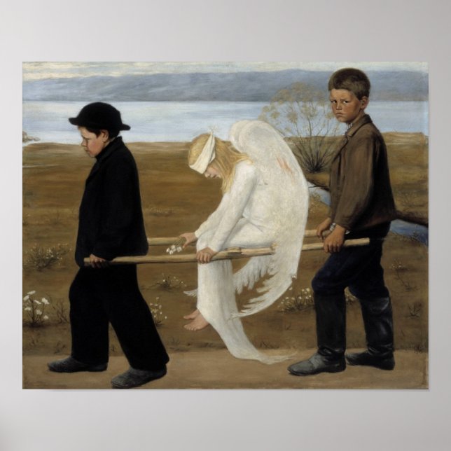 El poster de arte "Ángel herido" de Simberg (Frente)